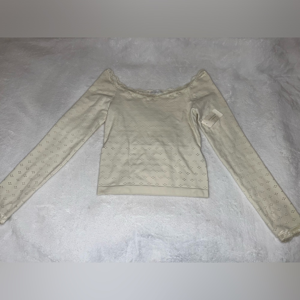 Altar'd State Cream Long Sleeve Lace Top